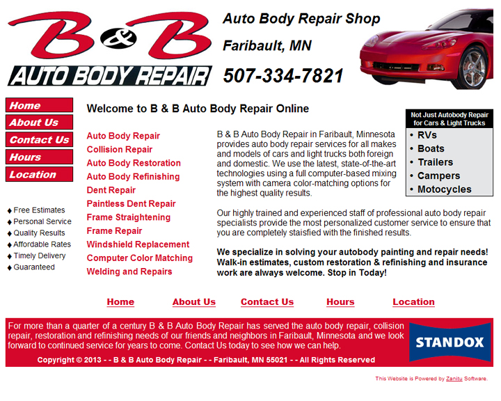 BNB_Auto_Body <a href="https://www.faribaultautobody.com/" target="_blank" rel="noopener noreferrer">B&B Auto Body</a> <br />Faribault, MN
